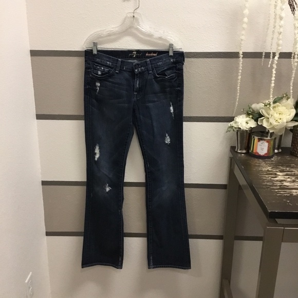 7 For All Mankind Denim - 7 For All Mankind-Distressed Bootcut Jeans